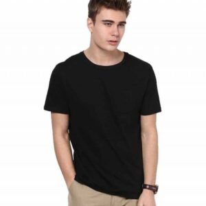 Sixer Knittings Black Cotton Round Neck Half T-shirt