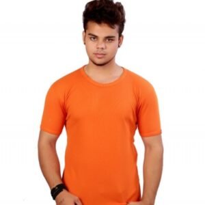 Sixer Knittings Orange Cotton Round Neck Half T-shirt